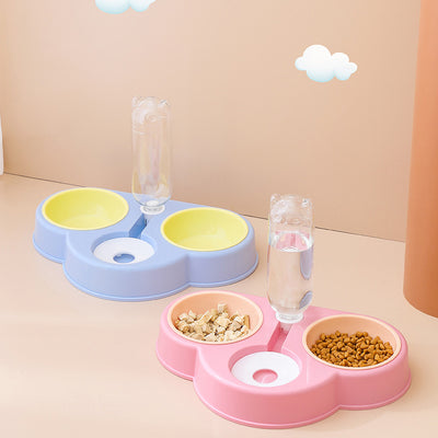 Dog Bowl Raised Cat Food Bowls with Detachable Stand 3 in 1 Pet Automatic Feeder with Water Fountain