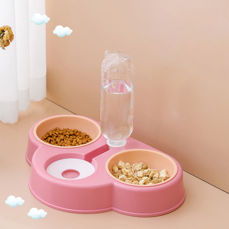 Dog Bowl Raised Cat Food Bowls with Detachable Stand 3 in 1 Pet Automatic Feeder with Water Fountain