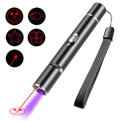 Laser Pattern Cat Flashlight With Woods Purple Light Detection Lamp(Black)