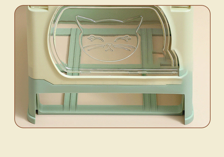 Large Foldable Cat Litter Box with Drawer Enclosed