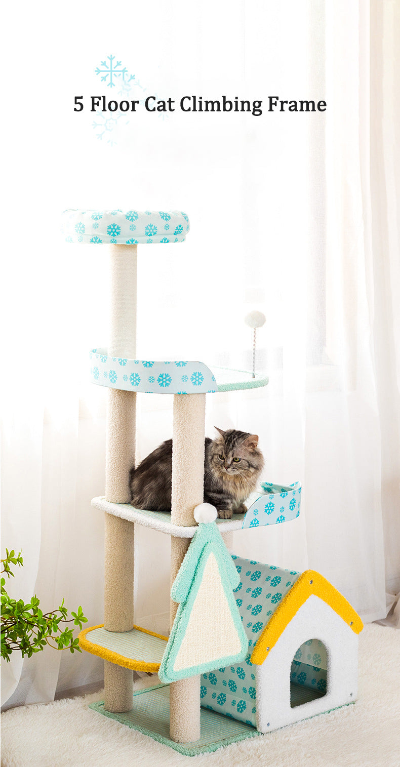 150cm Cat Tree for Large Cats, Colorful Cats Tower Condo