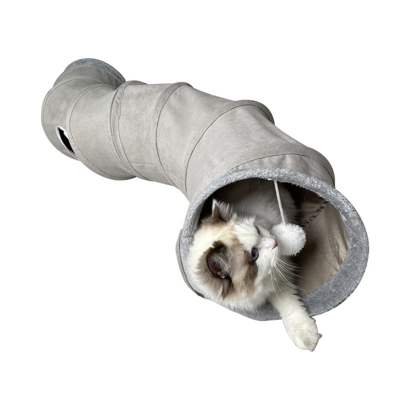 Foldable Cat Tunnel Peep Hole Suede Fabric Cat Toy Supplies Play