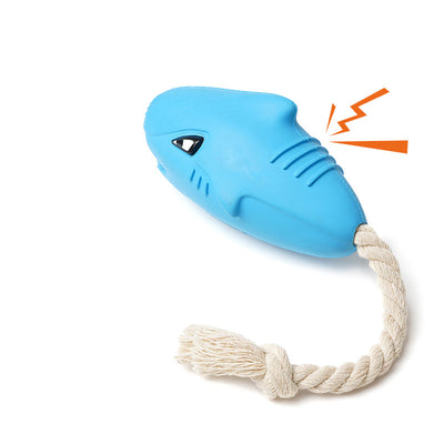 Dog Biting Rope Rubber Shark shape Squeaky Toys