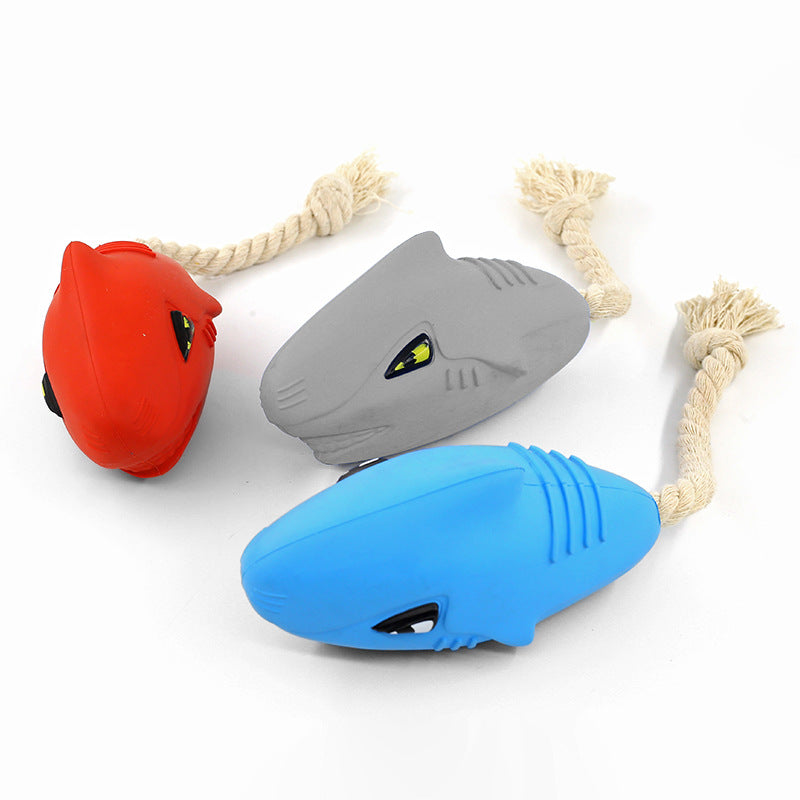 Dog Biting Rope Rubber Shark shape Squeaky Toys