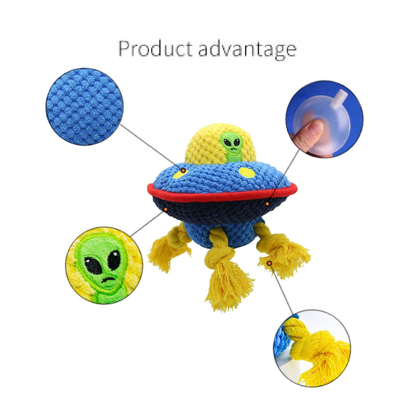 Alien Chew Toy Plush Dog Toy UFO