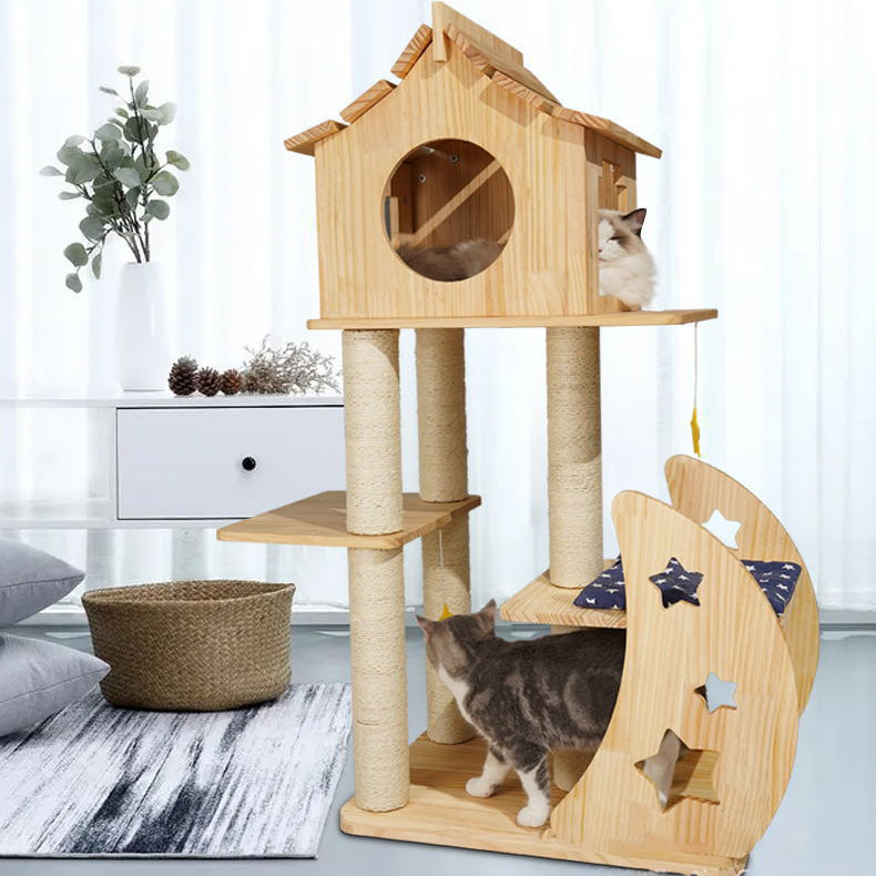 120cm Wooden Cat Tree Post Modern Cat Condo