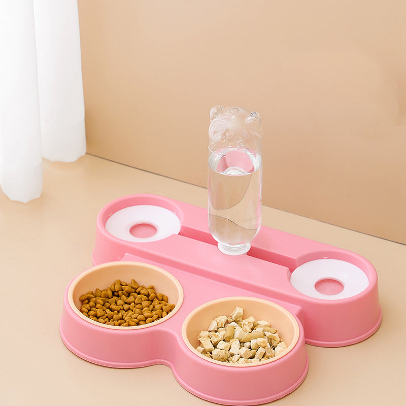 Pet cat Bowl Automatic Feeder Dog cat Food Bowl with Fountain Double Bowl Drinking Rack